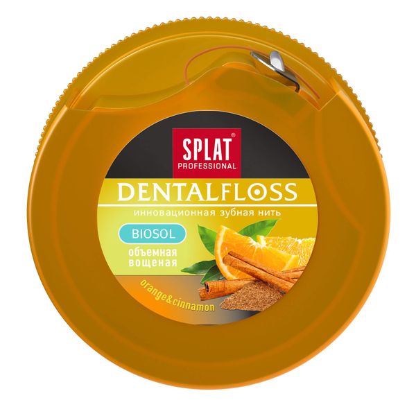 Нить зубная объемная вощеная с ароматом апельсина и корицы DentalFloss Professional Splat/Сплат 40м фото №2