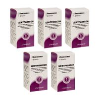 5Х Цефтриаксон порошок для приг. раствора для в/в и в/м введ. фл. 1000мг
