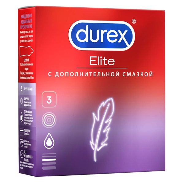 Презервативы сверхтонкие Elite Durex/Дюрекс 3шт durex elite презервативы сверхтонкие 12 шт
