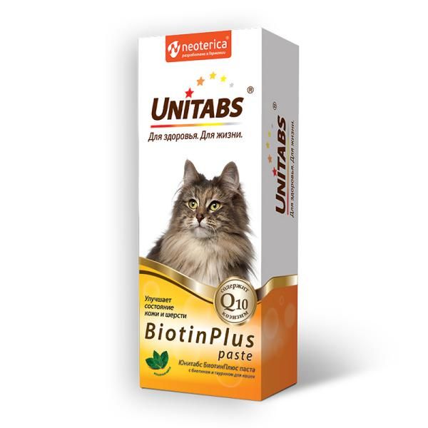 BiotinPlus Unitabs паста для кошек 120мл витаминизированная паста для кошек unitabs immunocat с таурином 120 мл