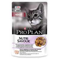 Корм влажный для взрослых кошек кусочки с индейкой в желе Pro Plan Adult NutriSavour 85г