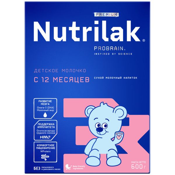 Напиток Nutrilak (Нутрилак) Premium 3 молочный сухой 600 г смесь nutrilak нутрилак premium соя с рождения сухая специализированная 350 г