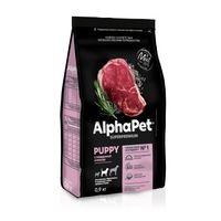 Корм сухой для щенков и беременных собак средних пород с говядиной и рисом Superpremium AlphaPet 900г миниатюра фото №2