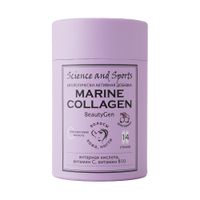 Морской коллаген вкус шиповника гиалуроновая и янтарная кислоты с витаминами С и В10 BeautyGen Science and Sports стик 14шт