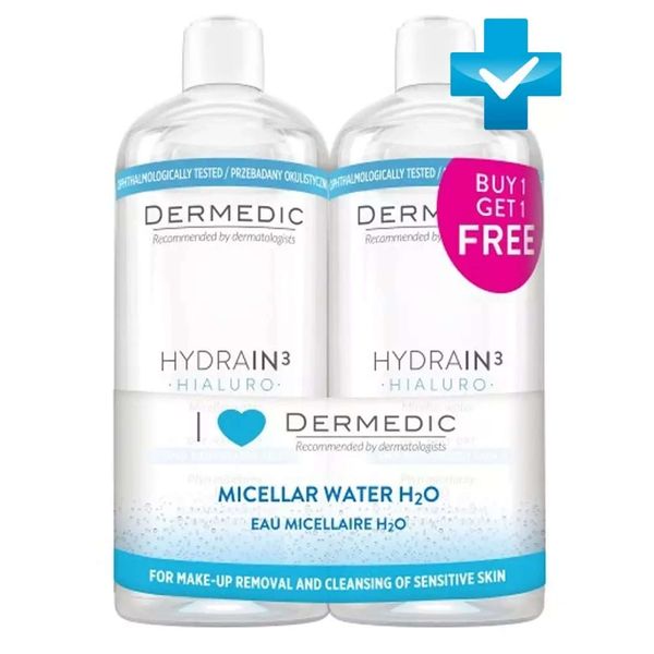 Вода мицеллярная H2O Hydrain-3 Hialuro Dermedic/Дермедик дуопак 500мл 2шт крем ночной hydrain 3 hialuro dermedic дермедик 50мл