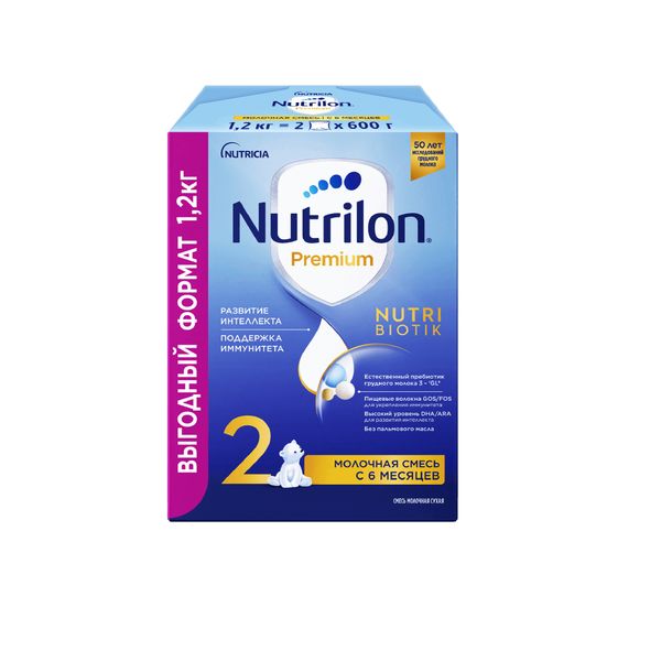 Смесь молочная сухая последующая адаптированная с 6 мес. Premium 2 Nutrilon/Нутрилон 1,2кг смесь сухая на основе частично гидролизированных белков молочной сыворотки с 6 мес комфорт 2 nutrilon нутрилон банка 800г
