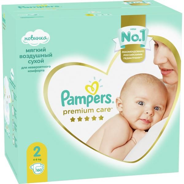 Подгузники для мальчиков и девочек Premium Care Pampers/Памперс 4-8кг 160шт фото №2