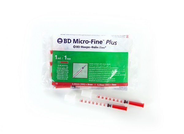 Шприц BD Micro-Fine Плюс Инсул 1мл U-40 0,30х8мм №10 (320911)
