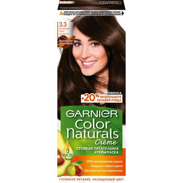 Краска для волос Благор. Темно-Каштан Color Naturals Garnier/Гарнье 110мл тон 3.3