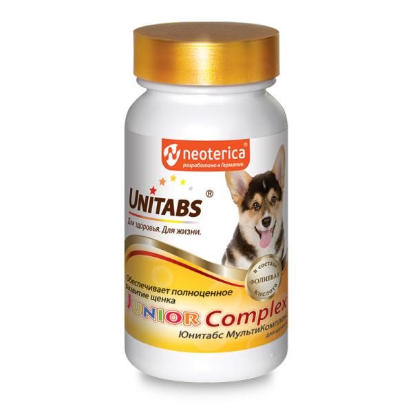 JuniorComplex с B9 Unitabs таблетки для щенков 100шт slimcomplex с q10 unitabs таблетки для собак 100шт