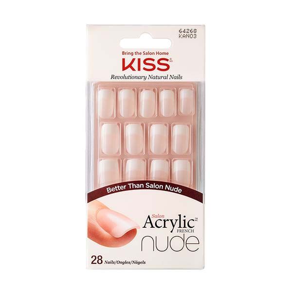 Набор накладных ногтей с клеем средней длины Шелковый кашемир Salon Acrylic French Nude Kiss 28шт Kiss Products, Inс 1439104 - фото 1