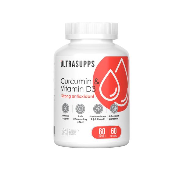 Куркумин+Витамин Д3 UltraSupps/Ультрасаппс softgels 60шт